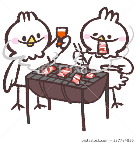 一隻白鳥燒烤的插圖 127784836