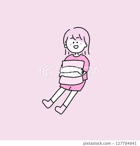 女孩用墊子放鬆 女孩用墊子放鬆 127784841