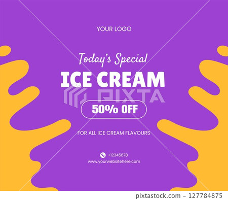 Fresh Ice Cream Flavor of the Day Social Media Post in Flat Illustration Fresh Ice Cream Flavor of the Day Social Media Post in Flat Illustration 127784875