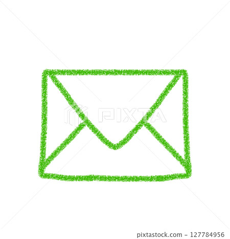 Simple cute green email illustration letter envelope icon material crayon style 127784956
