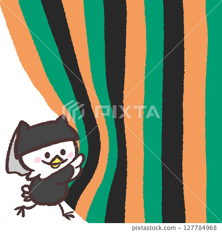 Kabuki curtain opening white bird illustration 127784968