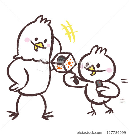 Illustration of a white bird interviewing 127784999