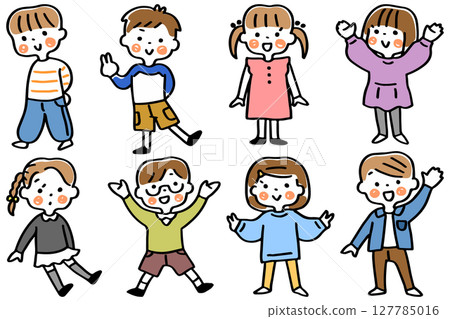 Children's full-body illustration set ① 127785016