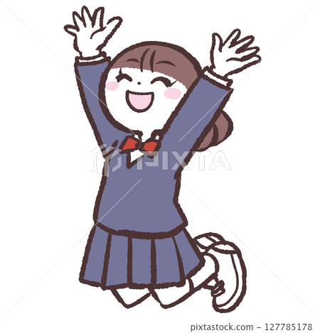 一名女學生跳躍的插圖 一名女學生跳躍的插圖 127785178