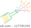 Neon Glow Champagne Bottle with Stars Illustration 127785395