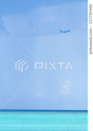 A large passenger plane passing through a storm 127785400