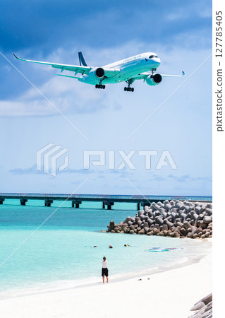 17 A large passenger plane lands on End Beach 127785405