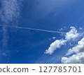 Blue sky and airplane cloud 127785701