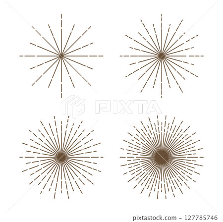 Simple thin line sunburst rays. Vintage sunburst, explosion, sunlight vector collection. Simple thin line sunburst rays. Vintage sunburst, explosion, sunlight vector collection. 127785746