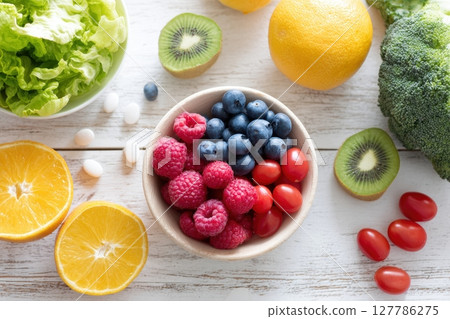 Fresh and Healthy Ingredients for a Vibrant Meal Preparation 127786275