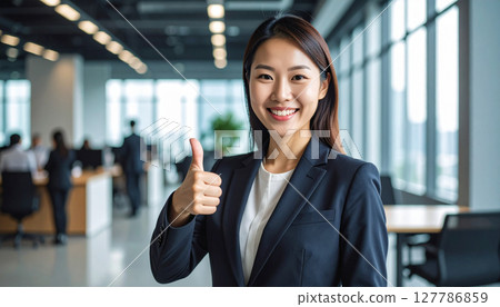 A businesswoman striking a good pose (AI-generated image) 127786859