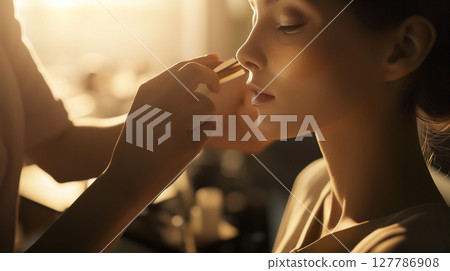 正在化妝的女人 正在化妝的女人 127786908