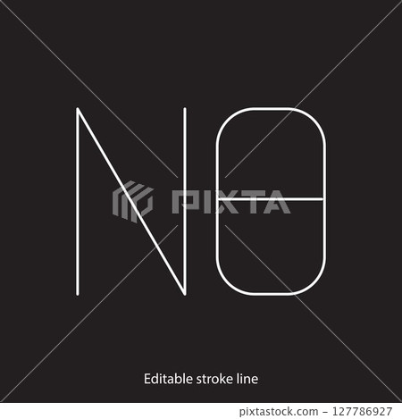 No pills symbol or icon. Vector stock illustration isolated on black background for design template medical, pharmacy, hospital, healthy bio shop concept web and print material. Editable stroke line.  127786927