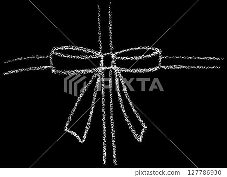 Chalk coquette bow on ribbon. Hand drawn vector illustration isolated on black chalkboard background for design template wedding, Birthday, Christmas decoration or discount, sale. EPS10 Chalk coquette bow on ribbon. Hand drawn vector illustration isolated on black chalkboard background for design template wedding, Birthday, Christmas decoration or discount, sale. EPS10 127786930