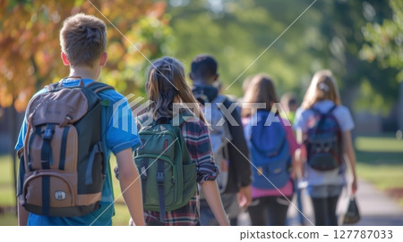 Students returned to school excited to reunite with friends and share vacation stories. 127787033