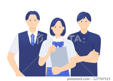 A serious atmosphere that seems to show leadership Male and female students wearing summer uniforms Vector illustration material A serious atmosphere that seems to show leadership Male and female students wearing summer uniforms Vector illustration material 127787523