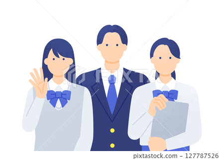 Three men and women wearing blazer uniforms Supporting high school students Vector illustration material 127787526