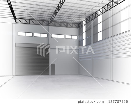 3d rendering of interior warehouse 3d rendering of interior warehouse 127787536