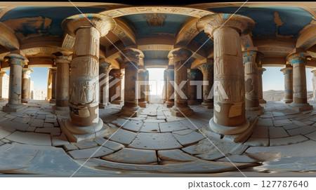 Experience a captivating 360 VR journey to an ancient site rich in history and culture. 127787640