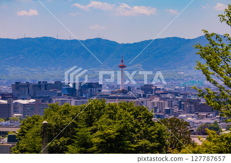 [京都風景] 遠處清水寺和京都市的美景 127787657
