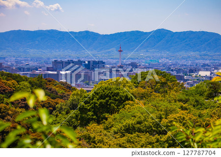 [京都風景] 遠處清水寺和京都市的美景 127787704
