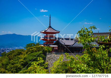 [京都風景] 遠處清水寺和京都市的美景 127787716