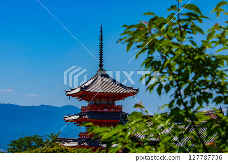 [京都風景] 遠處清水寺和京都市的美景 127787736