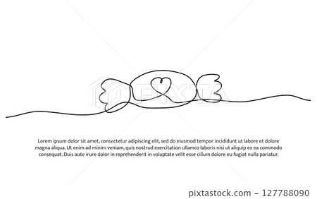 One line of candy. Abstract minimal continuous line. One line of candy. Abstract minimal continuous line. 127788090
