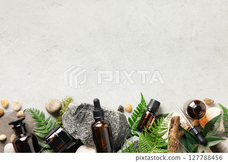 Natural Wellness Setup with Essential Oils and Botanicals Natural Wellness Setup with Essential Oils and Botanicals 127788456