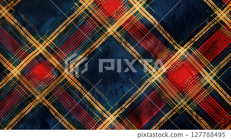 A classic tartan pattern with rich colors and intricate designs adds timeless elegance and cultural heritage. 127788495