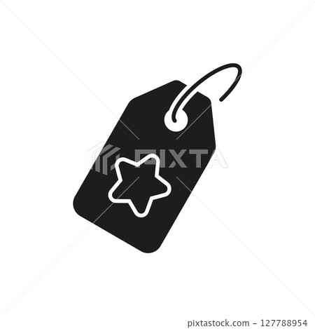 Price Tag With Star Symbol Solid Icon. Premium Product, Exclusive Offer, And Special Promotion Silhouette Symbol. Retail Marketing Concept. Isolated Vector Illustration 127788954