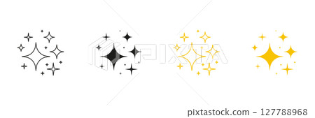 Sparkle, Twinkle, And Shine Line And Solid Icon Set. Glimmer And Brightness Symbol Collection. Isolated Vector Illustration 127788968