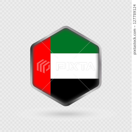 United Arab Emirates Flag Icon in Hexagon Shape. 127789124