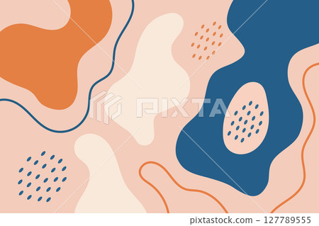 Abstract Minimal Composition with Blue and Orange Shapes Abstract Minimal Composition with Blue and Orange Shapes 127789555