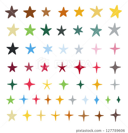 Colorful star shapes in various sizes and styles create vibrant pattern 127789606