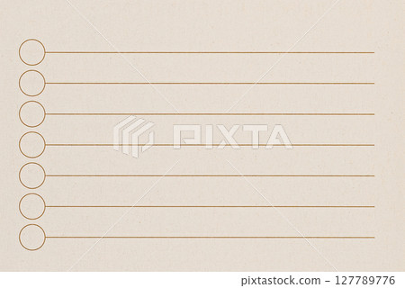 Lined Paper Sheet with Checkmark Circles on Textured Background for Creative Tasks 127789776