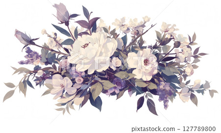 Bouquet of roses painted by watercolor 127789800