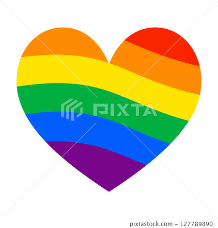 Creative rainbow heart design with bold stripes and vibrant tones. A stylish emblem of LGBTQ+ pride, rights, and inclusion 127789890