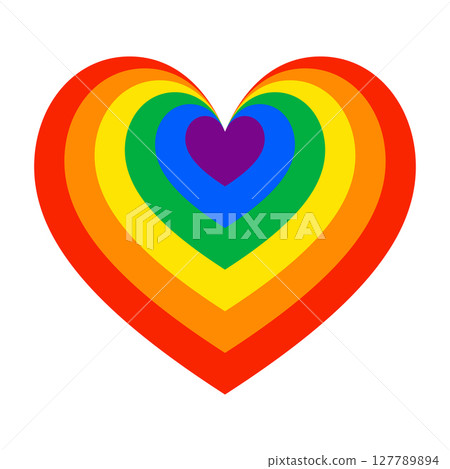Contemporary LGBTQ+ icon with bright rainbow tones. A striking graphic for events, activism, or digital campaigns 127789894