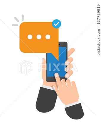 Chat messages notification on smartphone vector illustration Chat messages notification on smartphone vector illustration 127789919