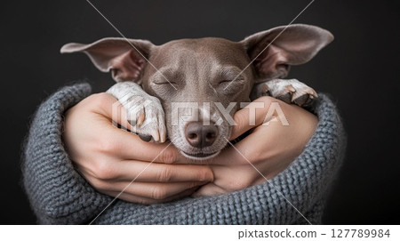 Italian Greyhound sleeping gently 127789984