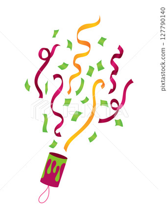 Party popper icon. Holiday popper cone with confetti, congratulate or celebrate element. Exploding cracker icon in flat design. Vector illustration isolated on white background 127790140