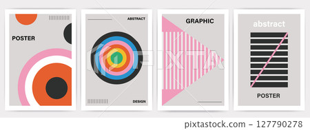 Modern graphic poster background vector set. Cover template collection in minimalist geometric style. Ideal design for social media, brochure, banner, flyer. Modern graphic poster background vector set. Cover template collection in minimalist geometric style. Ideal design for social media, brochure, banner, flyer. 127790278