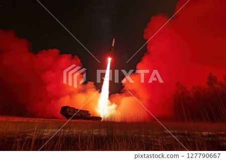 Modern air defense system. Missile launch. 127790667