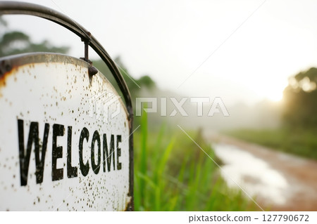 Welcome sign on the road 127790672