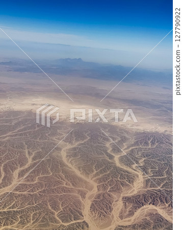 Desert landscape seen from an airplane, over Egypt 127790922