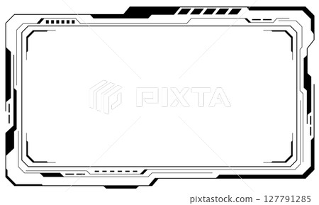 HUD frames black user interface elements design modern technology futuristic control panel screen digital hologram window gaming menu touching cyber monitor set on white background vector 127791285