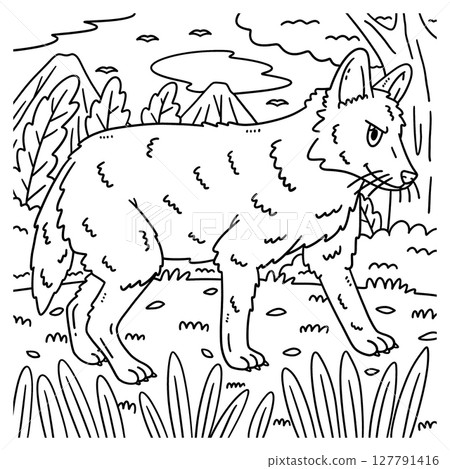 Forest Animal Golden Jackal Coloring Page for Kids 127791416