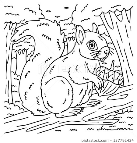 Forest Animal Squirrel Coloring Page for Kids Forest Animal Squirrel Coloring Page for Kids 127791424