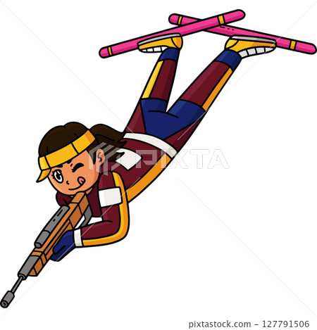 Biathlon Female Biathlete Prone Shooting Clipart  127791506